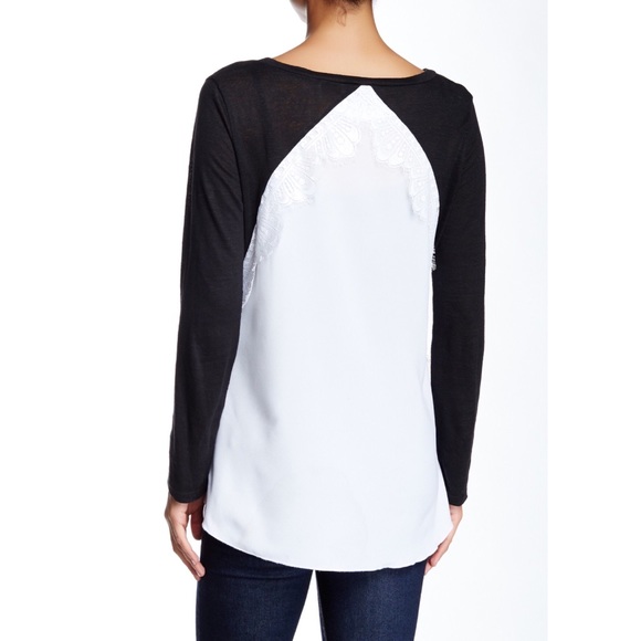 Sandro Tetu Lace Trim Linen Tee Size 2/Medium - Picture 2 of 6